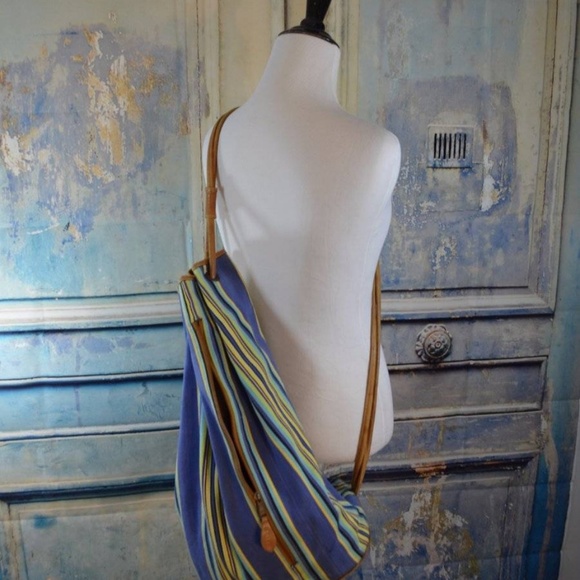 UNISA Large Striped Drawstring Backpack Tote - Picture 7 of 8